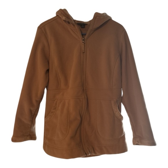 LANDS END TAN FLEECE LINED LONG JACKET SIZE SMALL - Picture 1 of 6
